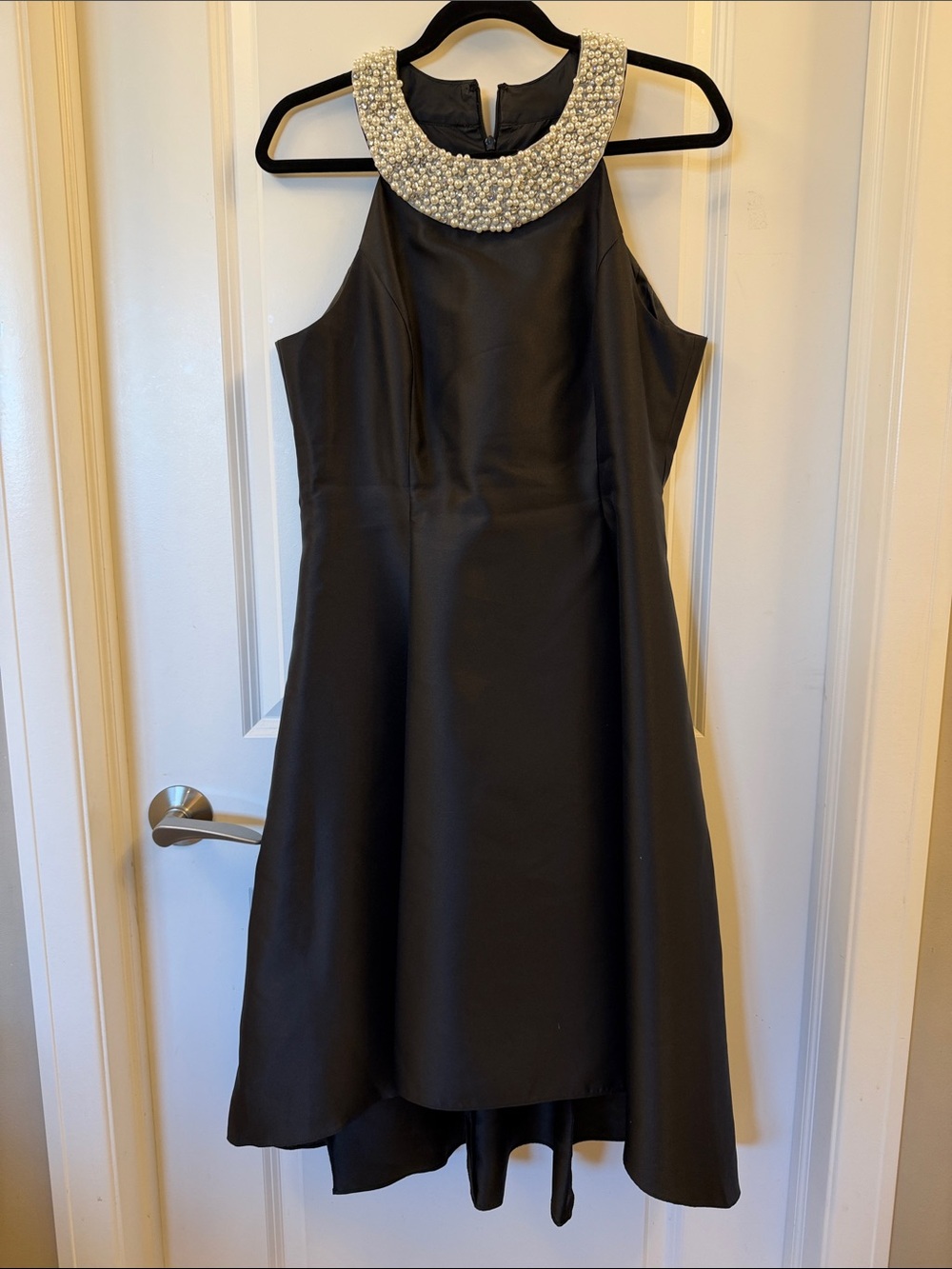 Black bejewelled evening dress